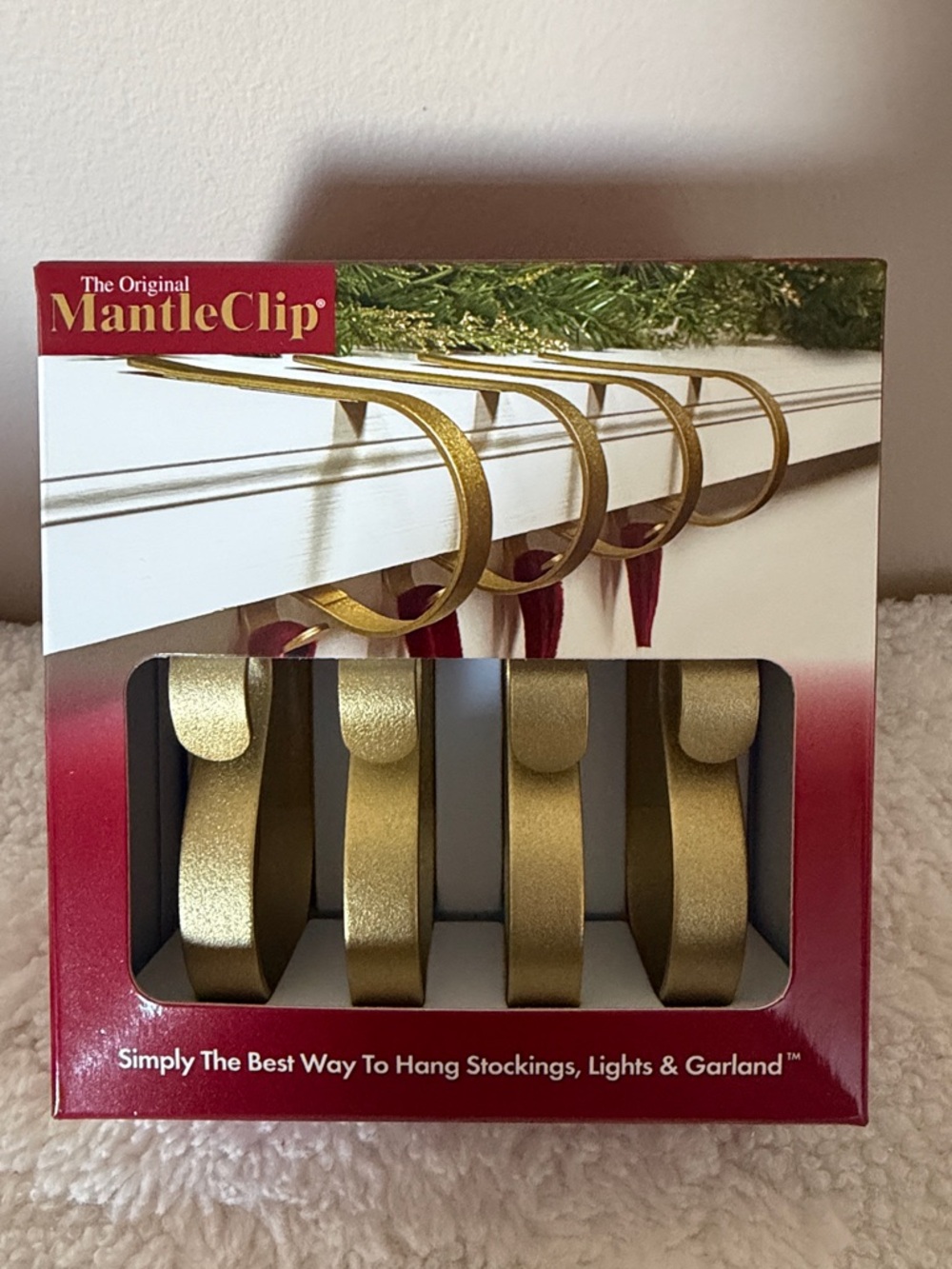 The Original Mantle Clip Holiday Christmas Garland Hooks Classic Gold NEW!